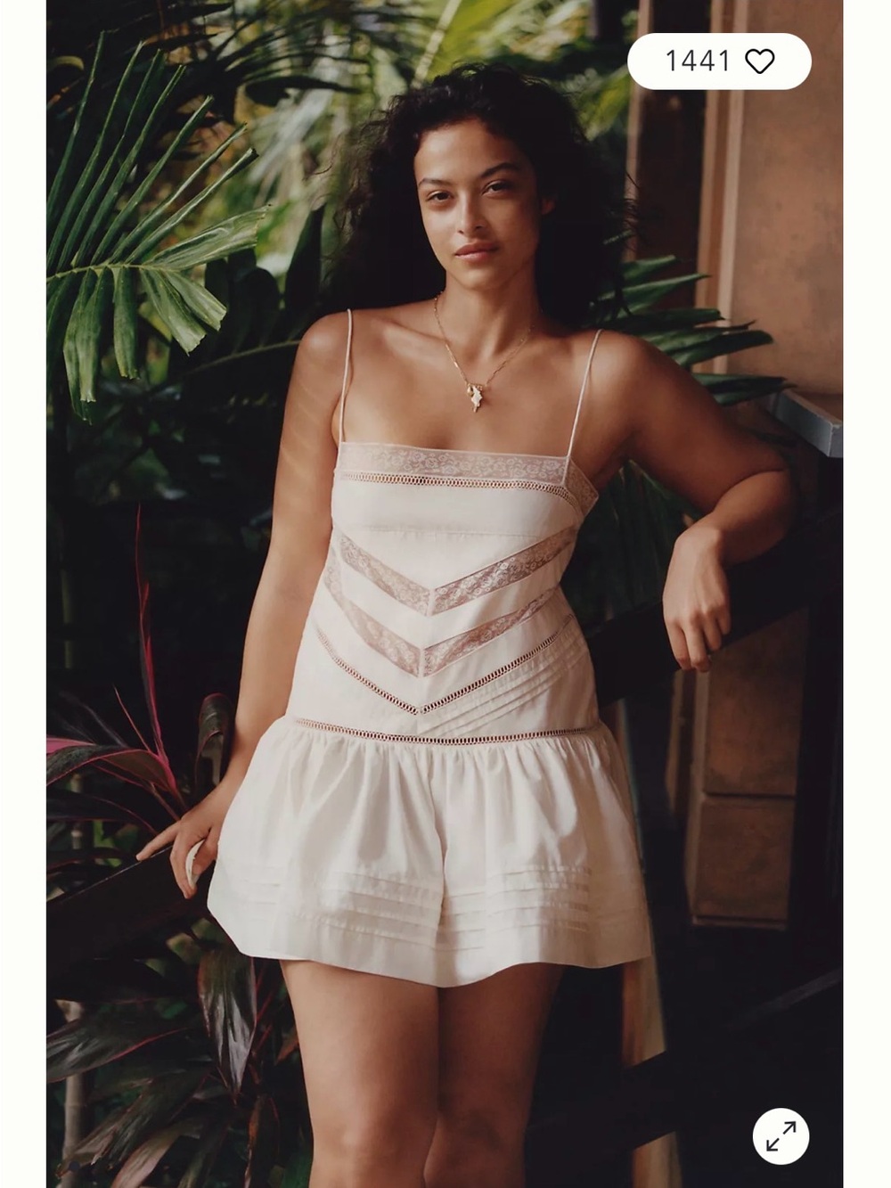 Anthropologie Maeve white lace trim mini dress